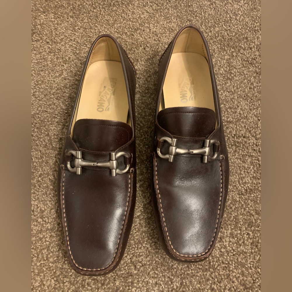 $795 Salvatore Ferragamo Mens PARIGI Gancini Bit Driving Loafers Brown Sz 11.5EE